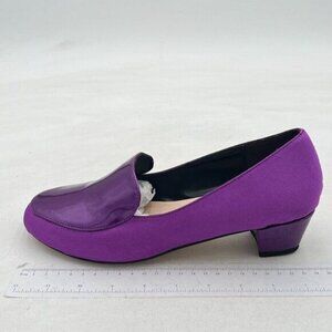 FOWT Purple Women Fashion Closed Almond Toe Slip on Pumps Animal Print Low Heels